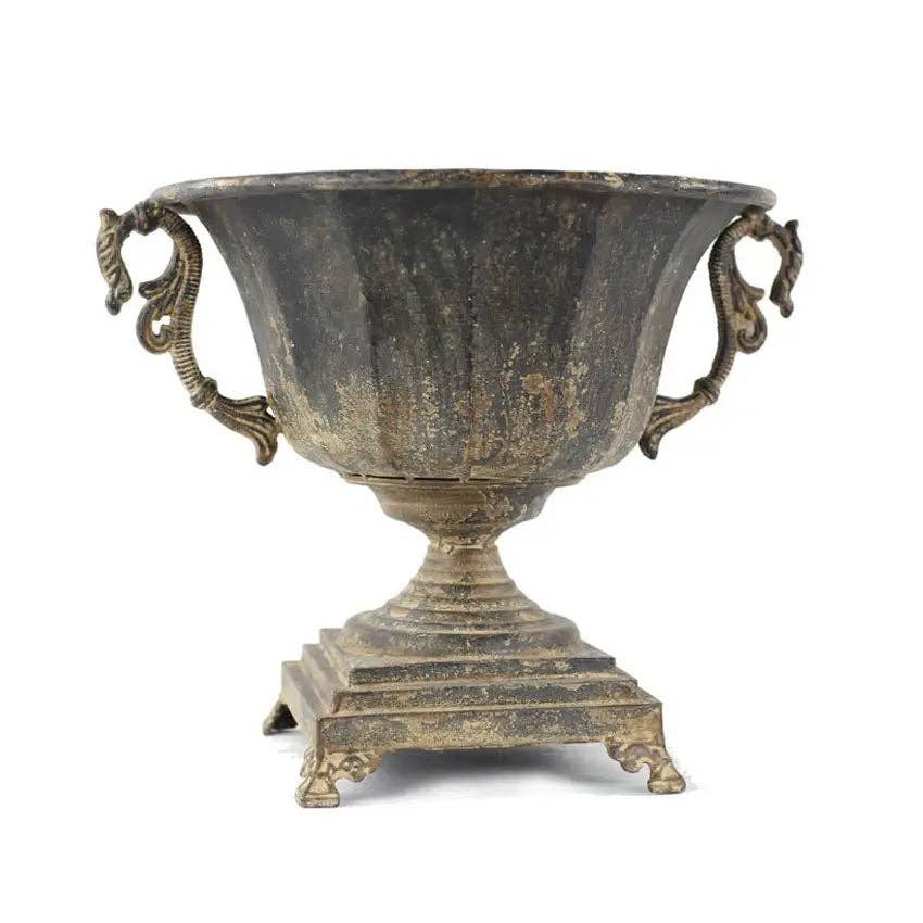 Distressed Black Iron Urn – Vagabond Vintage