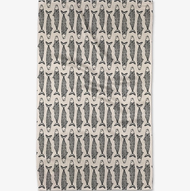 Towel with fish pattern on a white background