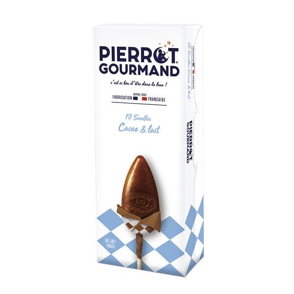 Pierrot Gourmand Lollipops Box 10CT - Milk Chocolate flavor