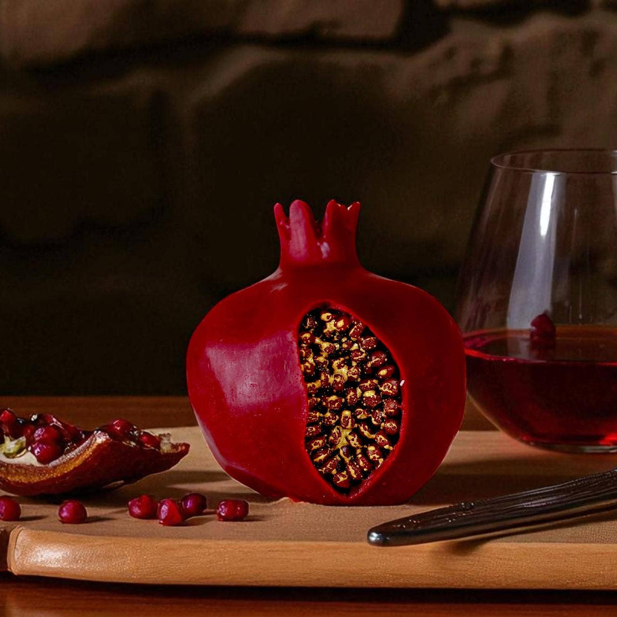 Pomegranate Candle with Golden Seeds – Agaboo Candle