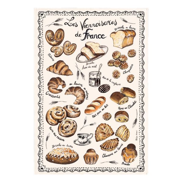 French Culinary Illustrations Tea Towel