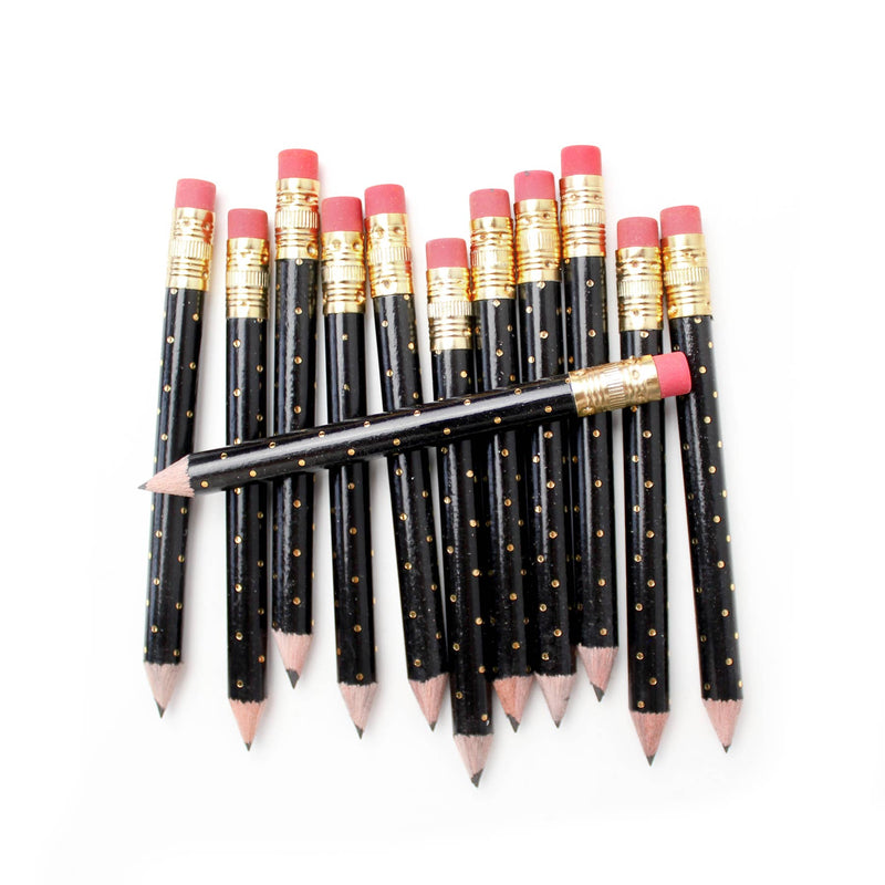 Mini Pencils - Gold Dot/Black
